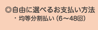 自由に選べるお支払い方法